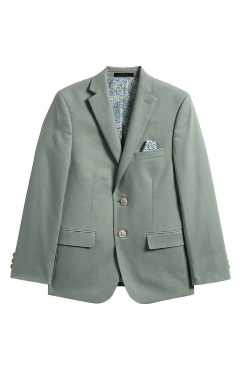 Kids' Solid Green Linen Blend Sport Coat (Big Kid)