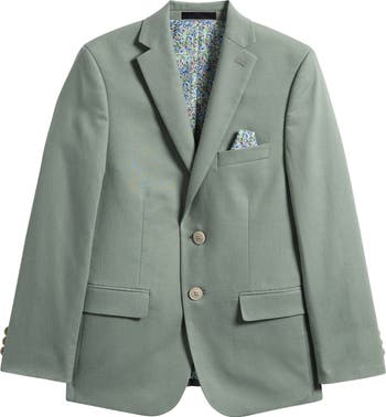 Kids' Solid Green Linen Blend Sport Coat