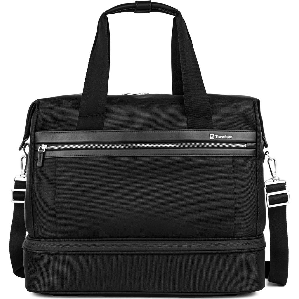 Travelpro Platinum Elite Carry On Soft Travel Drop-bottom Weekender Bag In Black