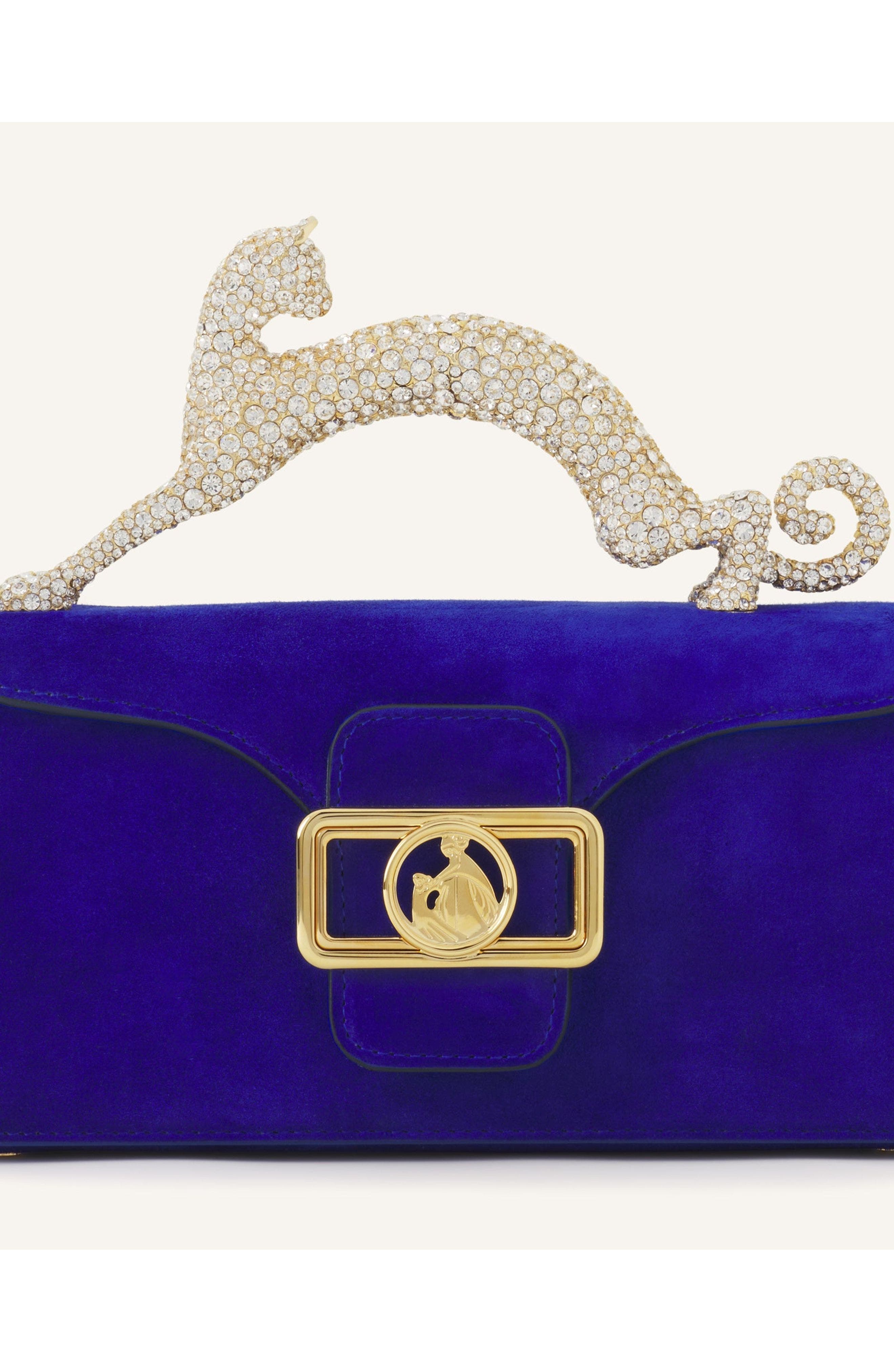 Lanvin Nano Pencil Cat Leather Bag, Alternate, color, Electric Blue/Dark Blue