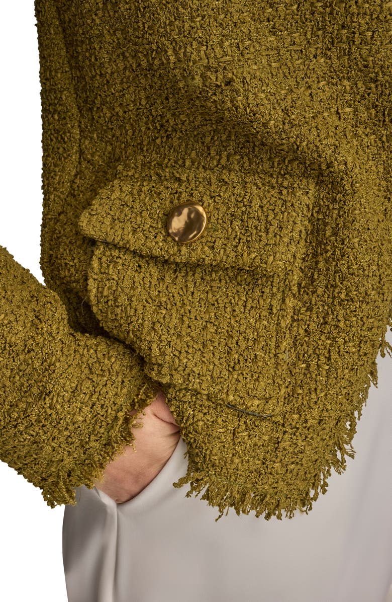 Donna Karan New York Fray Open Front Tweed Jacket, Alternate, color, 