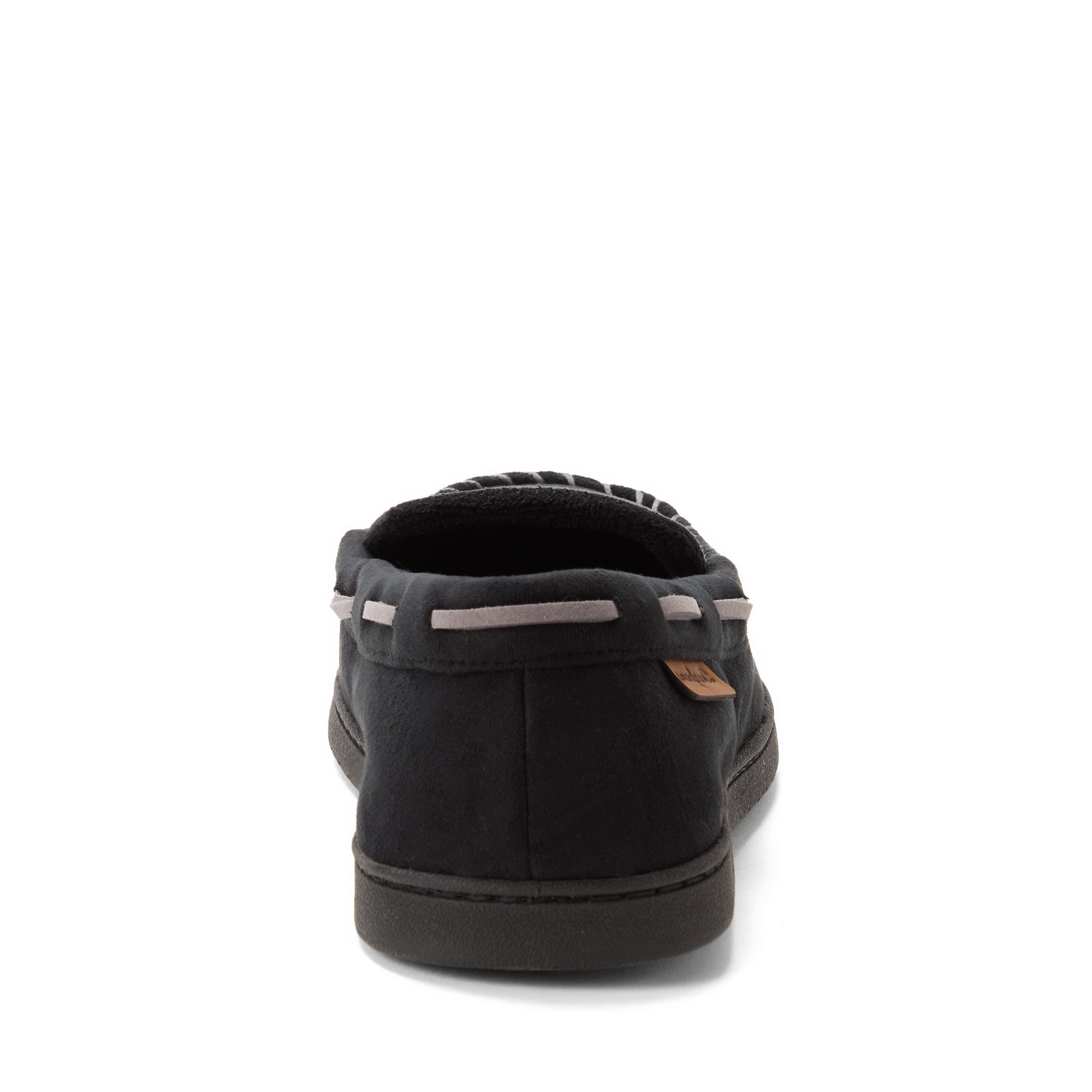 DEARFOAMS Keaton Microsuede Moccasin Slipper, Alternate, color, Black Solid