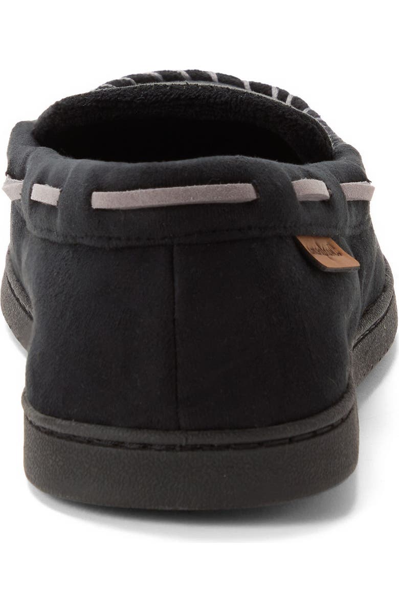 DEARFOAMS Keaton Microsuede Moccasin Slipper, Alternate, color, Black Solid