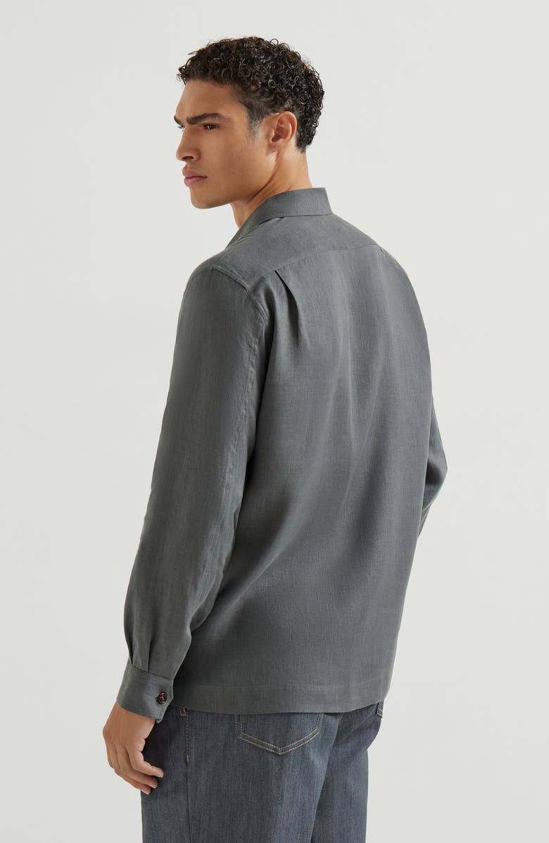 Brunello Cucinelli Linen shirt, Alternate, color, Anthracite