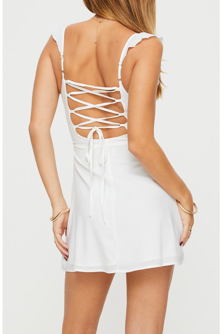 Landon Lace-Up Minidress, Alternate, color, WHITE