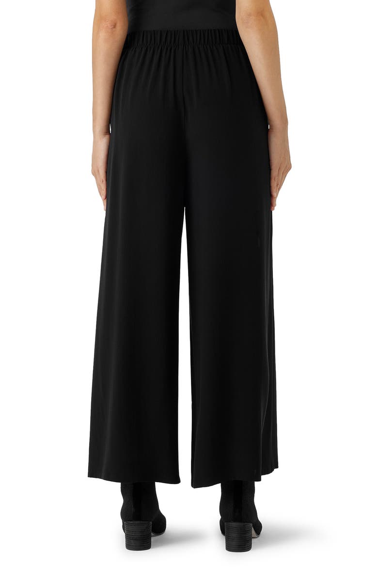 Silk Crepe Georgette Ankle Wide Leg Pants, Alternate, color, BLACK