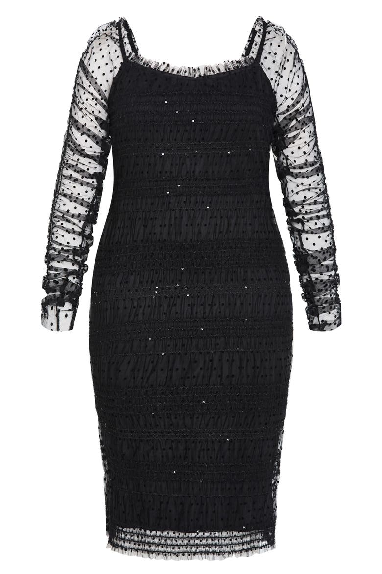Sofie Swiss Dot Long Sleeve Cocktail Dress, Alternate, color, BLACK