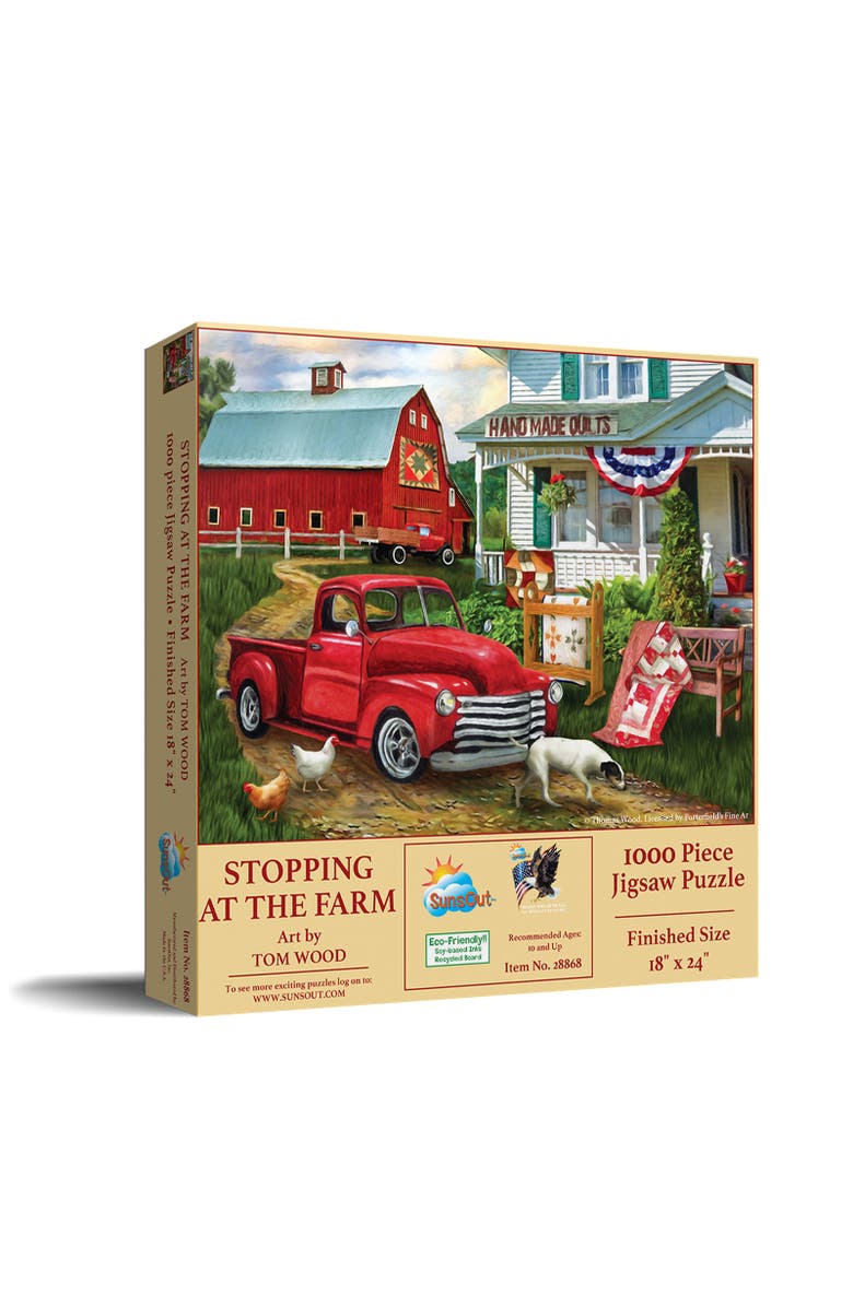 Sunsout Stopping at the Farm 500 piece Jigsaw Puzzle for Adults, Main, color, Multicolor