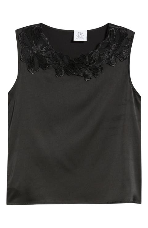 Camille Sleeveless Floral Appliqué Top