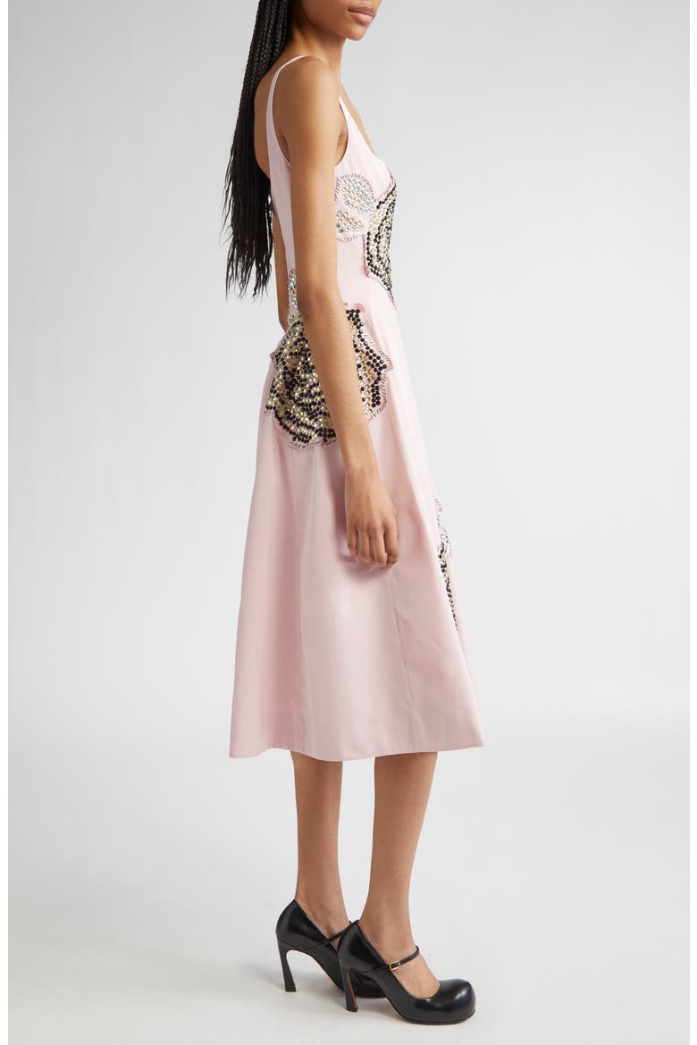Embellished Balloon Fit & Flare Taffeta Midi Dress, Alternate, color, RIC17 AZALEA