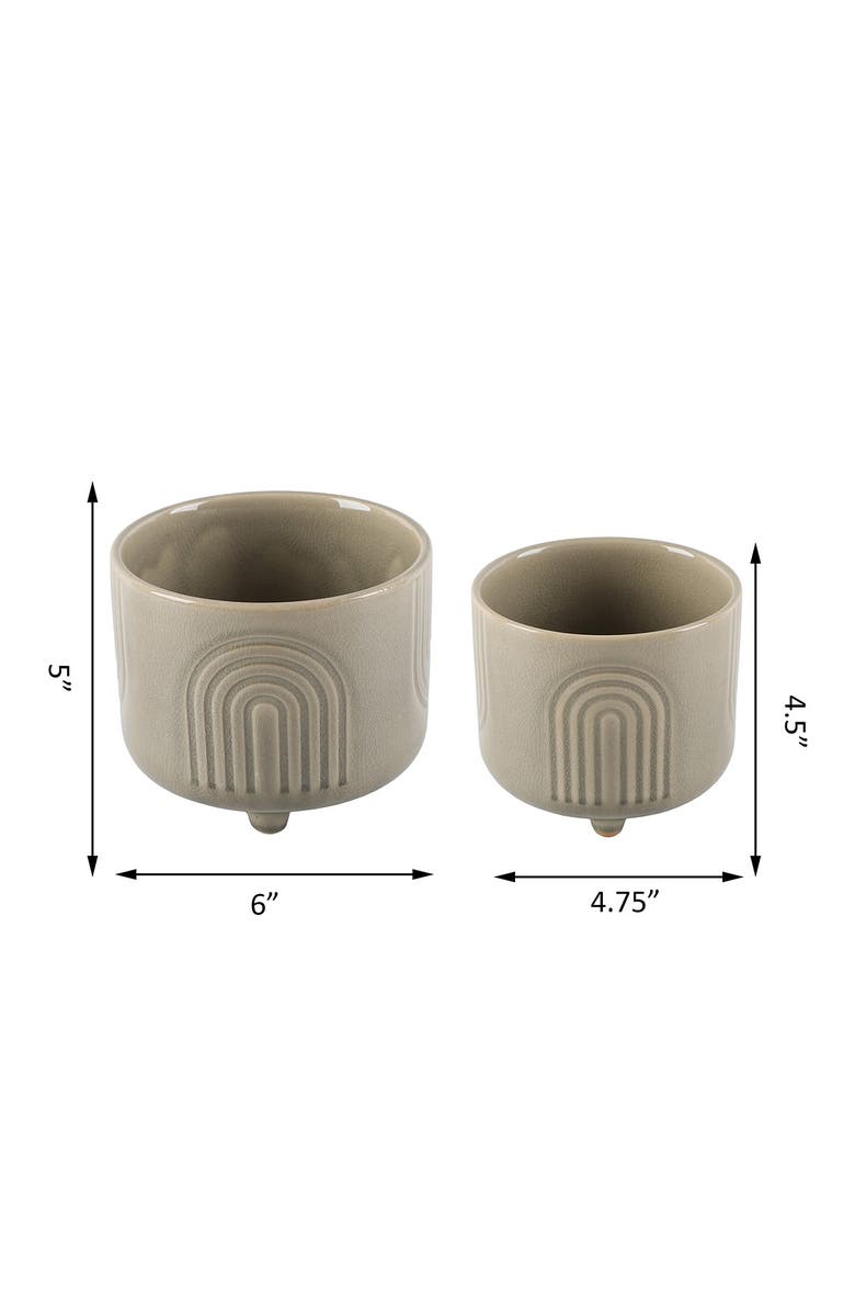 FLORA BUNDA Rainbow Gray Ceramic Planters Set, Alternate, color, Olive Green