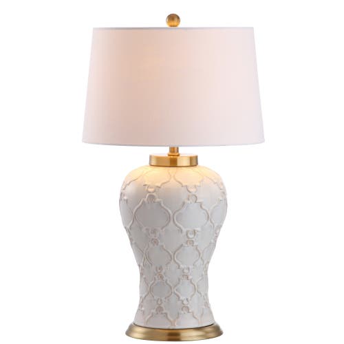 Jonathan Y Arthur 29" Ceramic Led Table Lamp, Cream In Cream