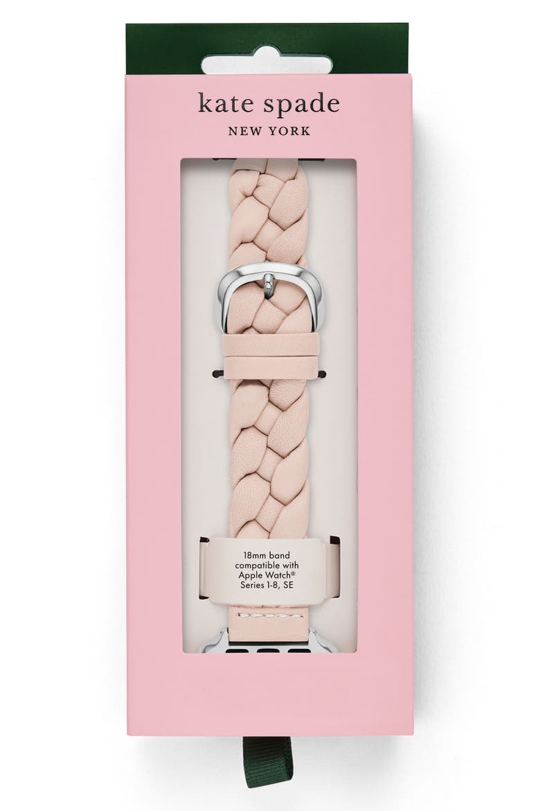 braided leather 20mm Apple Watch® watchband, Alternate, color, BLUSH