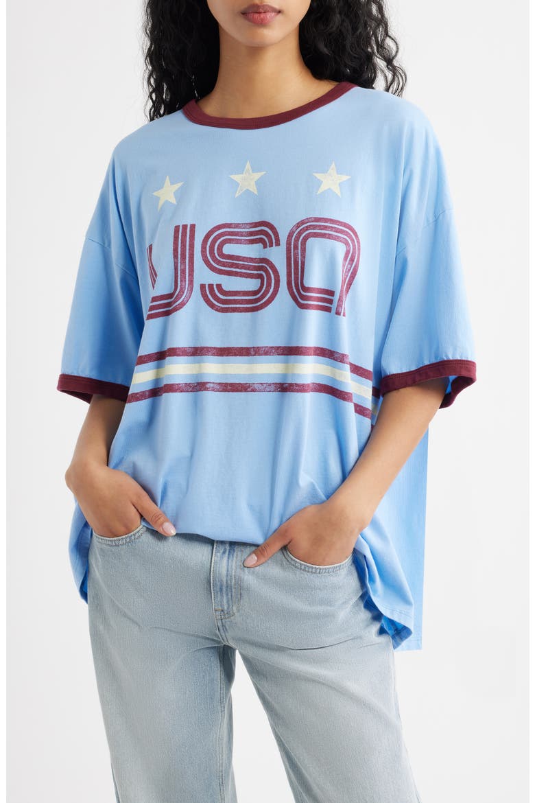 USA World Cup Oversized Graphic Ringer Tee, Main, color, BLUE BELL COMBO