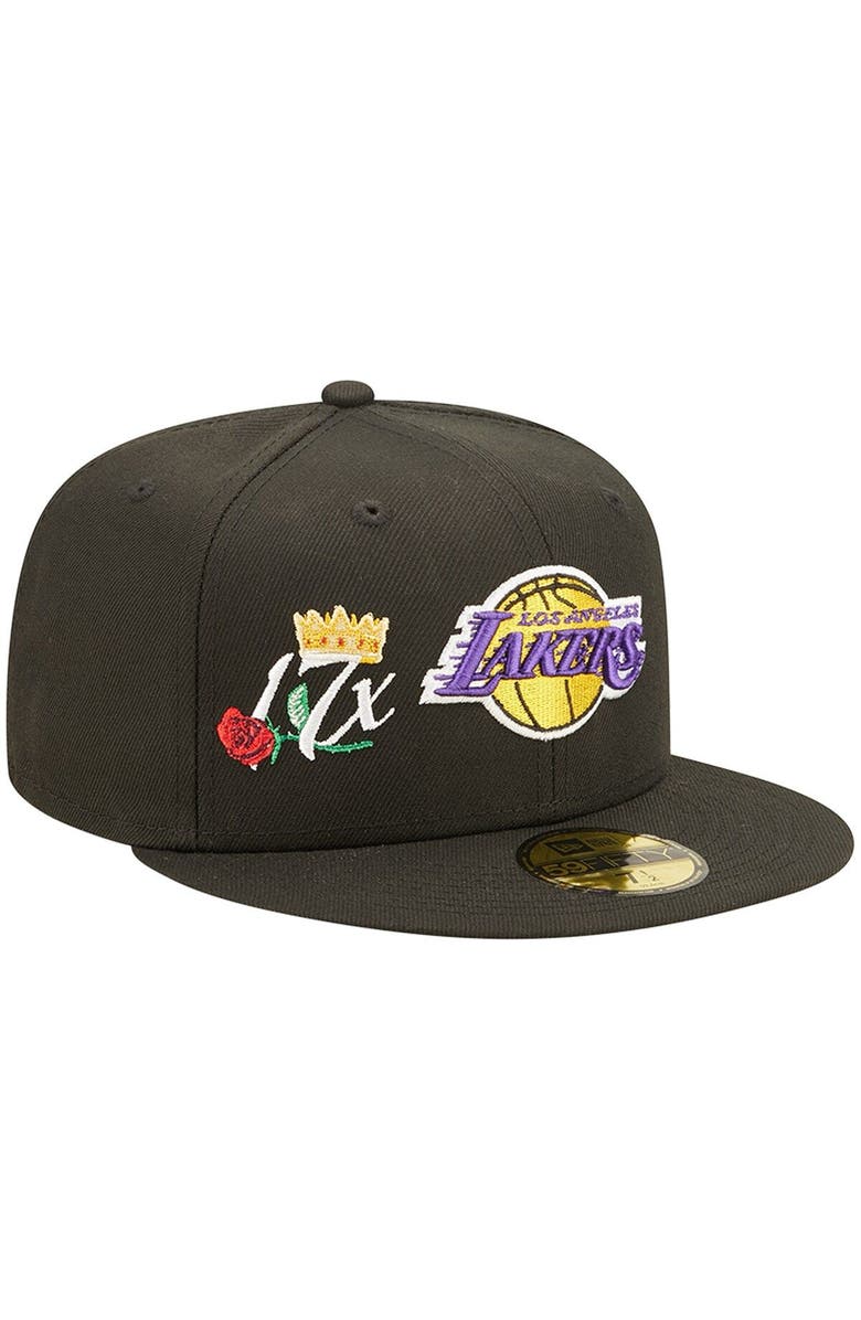 New Era Men's New Era Black Los Angeles Lakers 17x NBA Finals Champions Crown 59FIFTY Fitted Hat, Alternate, color, 