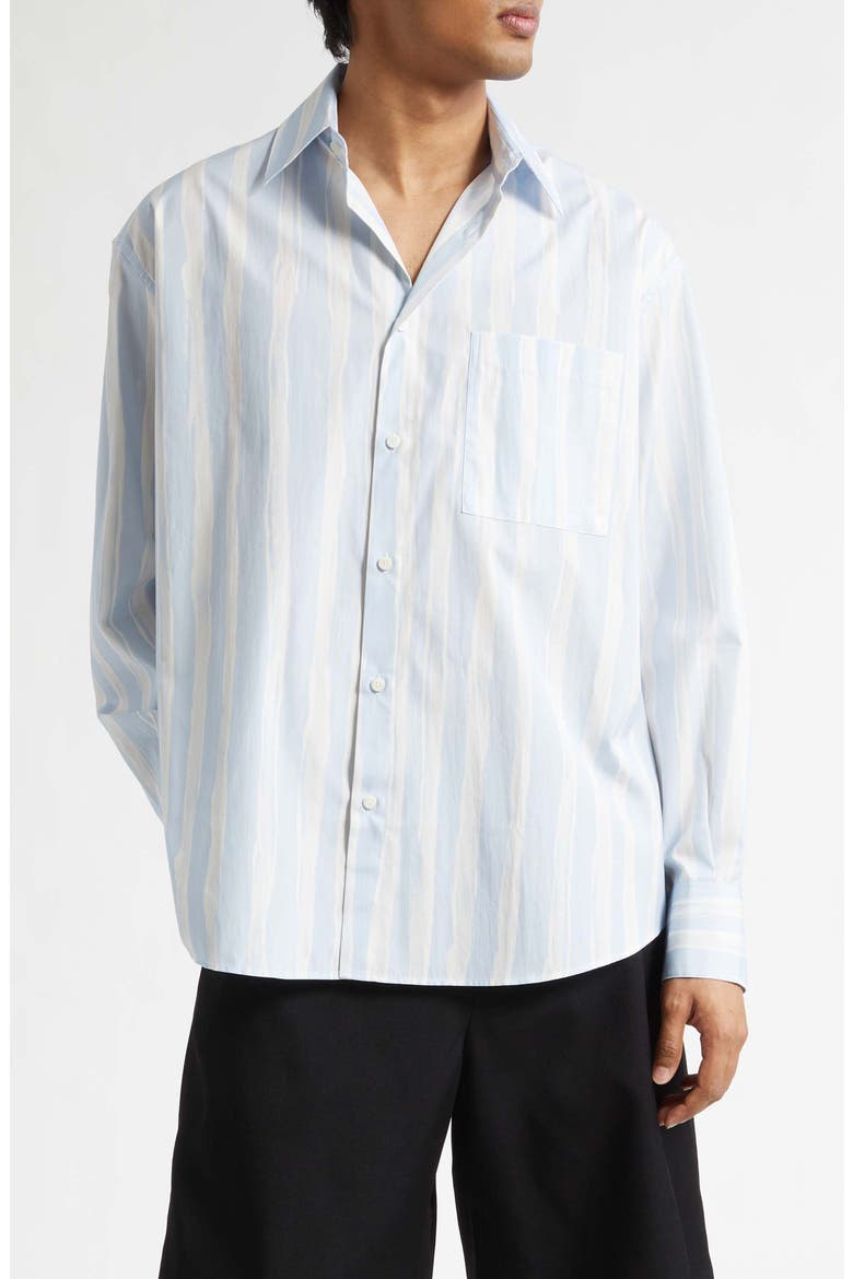 La Chemise Camargue Cotton Button-Up Shirt, Main, color, BLUE BEIGE GOUACHE PRINT