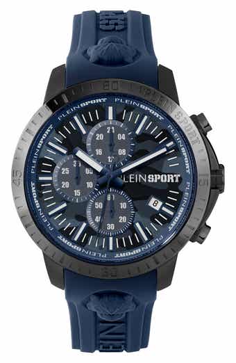 PLEIN SPORT Camo Dial Three-Hand Quartz Silicone Strap Watch, 43mm