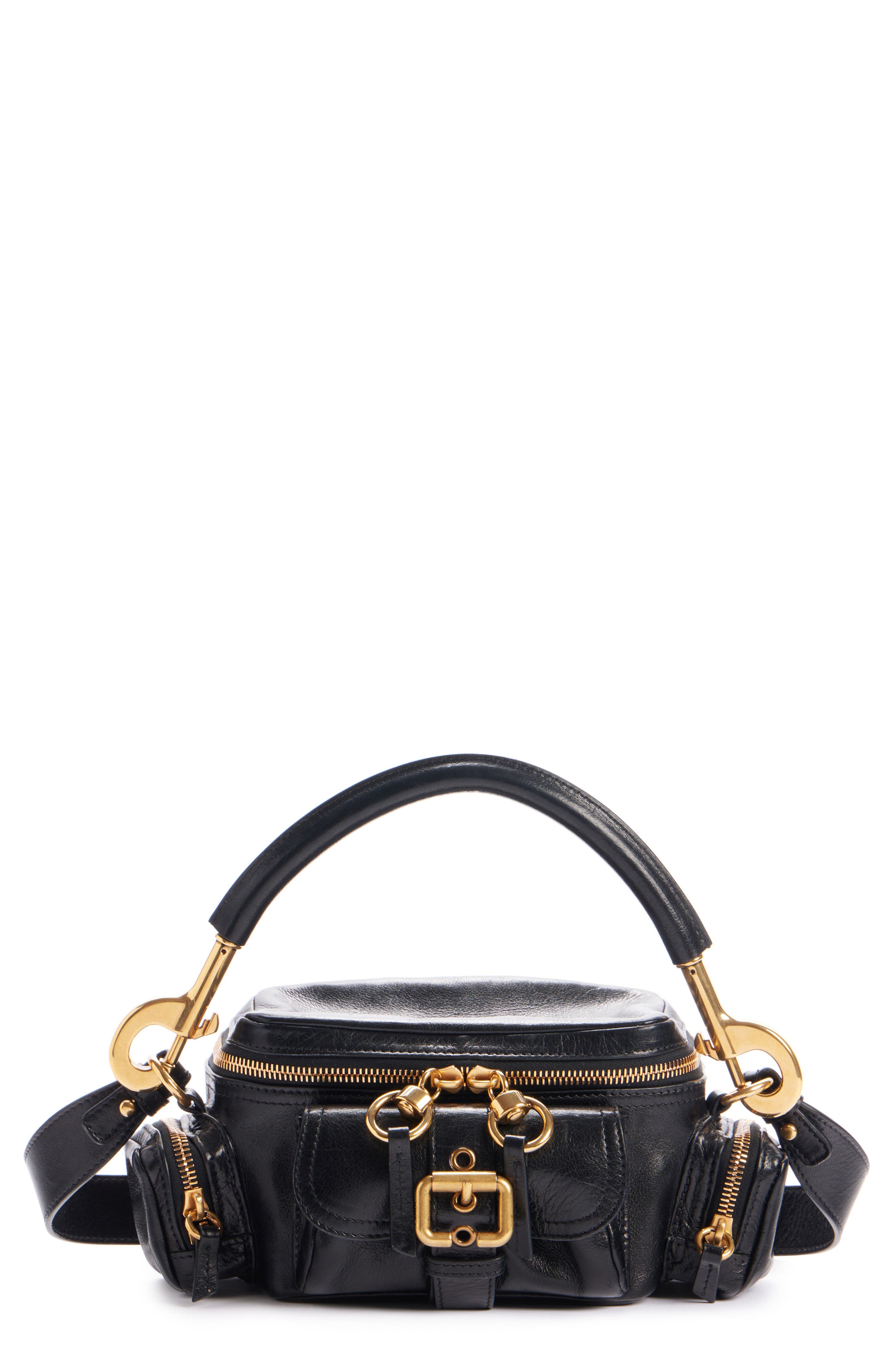 Chloé Small Camera Leather Top Handle Bag, Main, color, Black