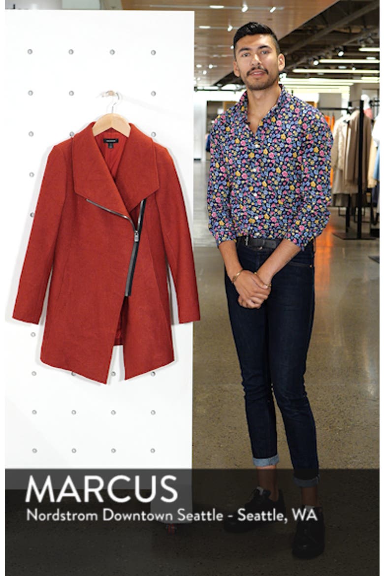 Asymmetrical Zip Boiled Wool Blend Coat video