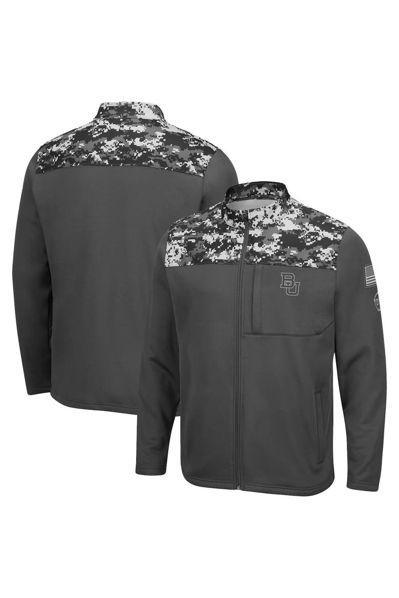 Men's Colosseum Charcoal Boston University OHT Military Appreciation Digi Camo Full-Zip Jacket, Main, color, Charcoal