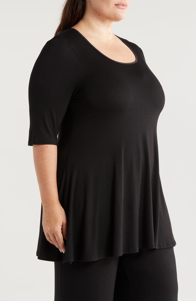 24seven Comfort Apparel Swing Asymmetric Hem Tunic Top, Alternate, color, Black
