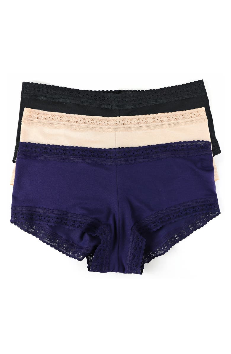 Hanky Panky Dream Assorted 3-Pack Boyshorts, Main, color, Black-Chai-Indigo