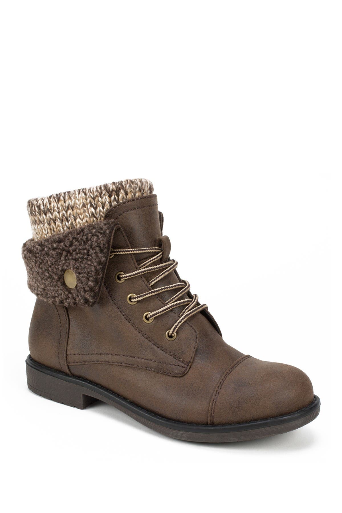 Duena Faux Shearling Trimmed Hiking Boot, Alternate, color, BROWN MULTI/FABRIC