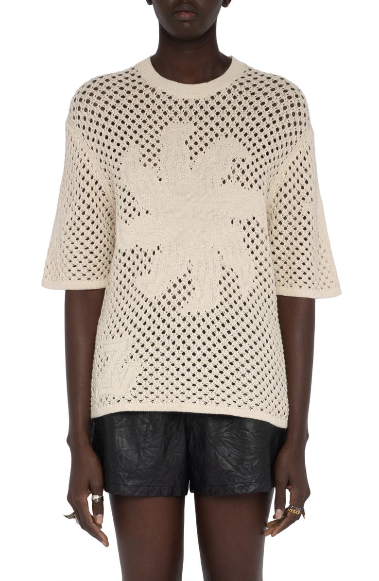 Zadig & Voltaire Maylina Open Stitch Shirt, Main, color, Ecru