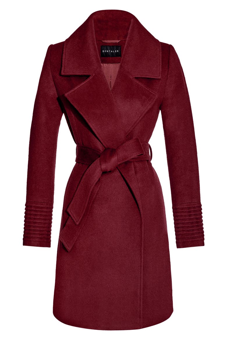 Alpaca & Wool Wrap Coat, Alternate, color, GARNET RED