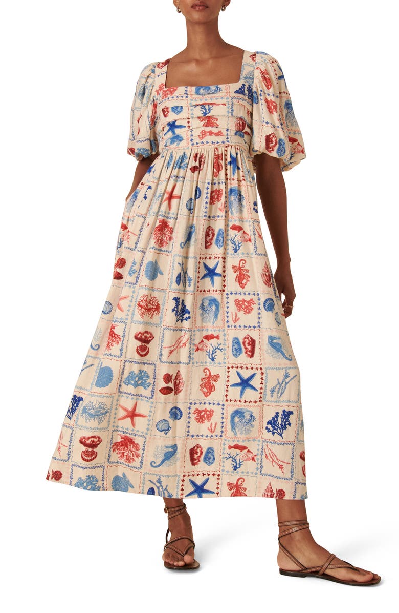 Nova Print Puff Sleeve Maxi Dress