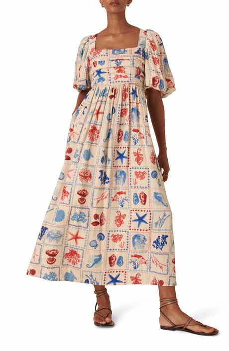 Nobody's Child Nova Print Puff Sleeve Maxi Dress