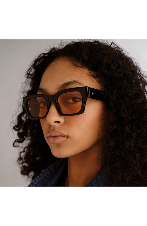 Le Specs Shmood 52mm Rectangular Sunglasses In Black/amber Tint