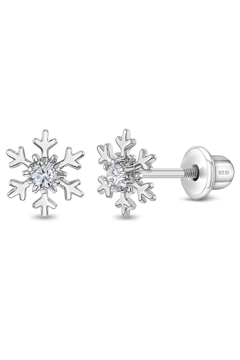Icy Snowflake Earrings, Main, color, Silver