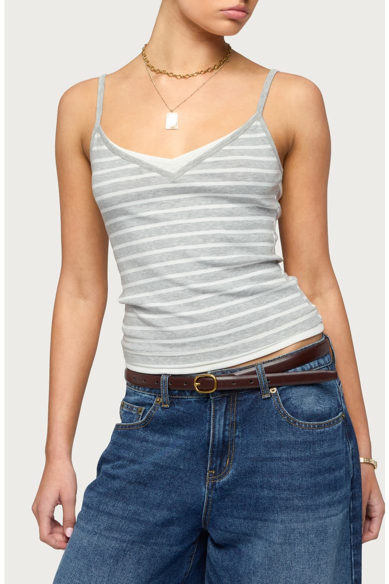 Layered Stripe Camisole, Main, color, LIGHT-GRAY-MELANGE
