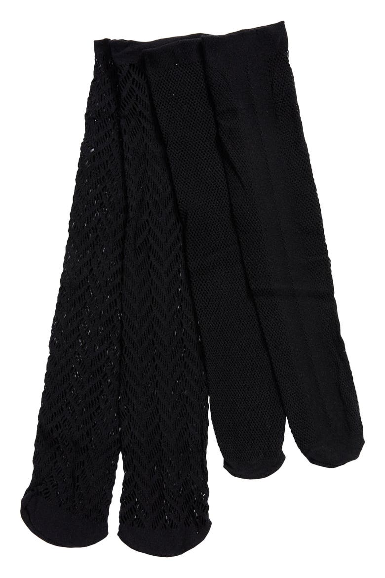 Assorted 2-Pack Mix Fishnet Socks, Main, color, BLACK