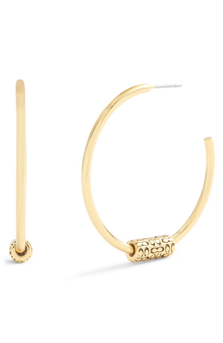 COACH Logo Bead Hoop Earrings, Main, color, 