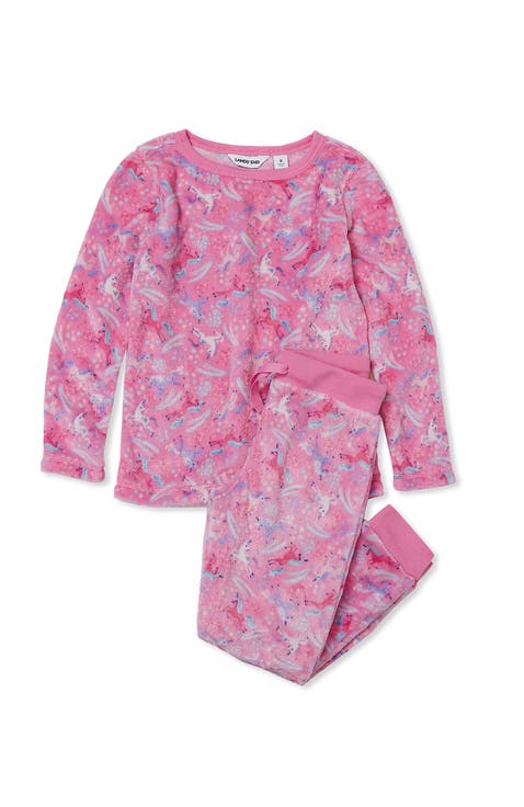 Kids Long Sleeve Plush Fleece Pajama Set