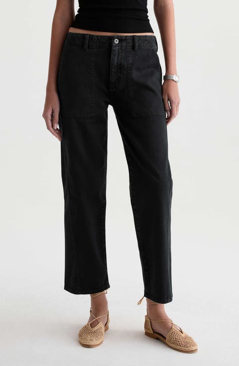 Analeigh High Waist Ankle Straight Leg Twill Pants