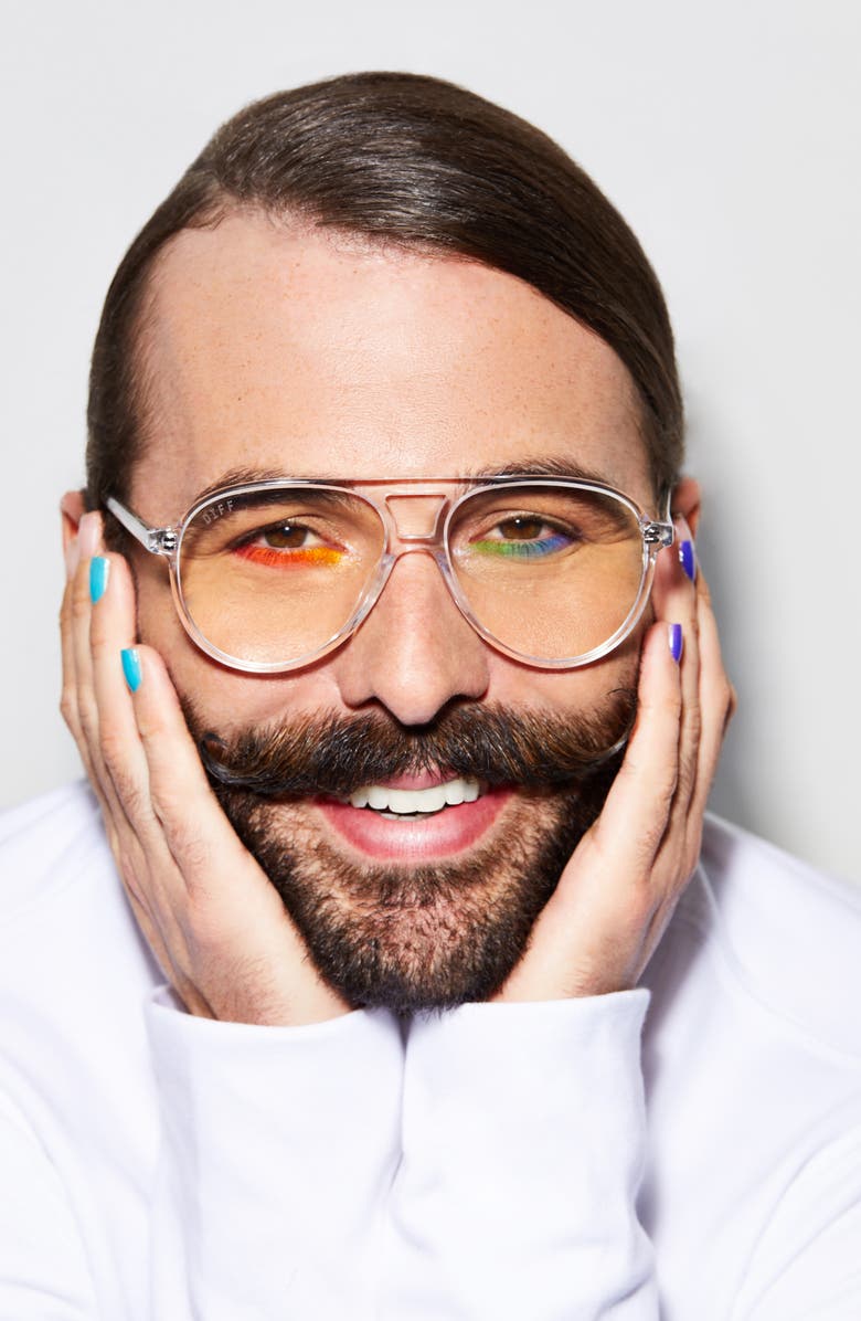 DIFF x Jonathan Van Ness Tosca Aviator Blue Light Blocking Sunglasses, Alternate, color, 