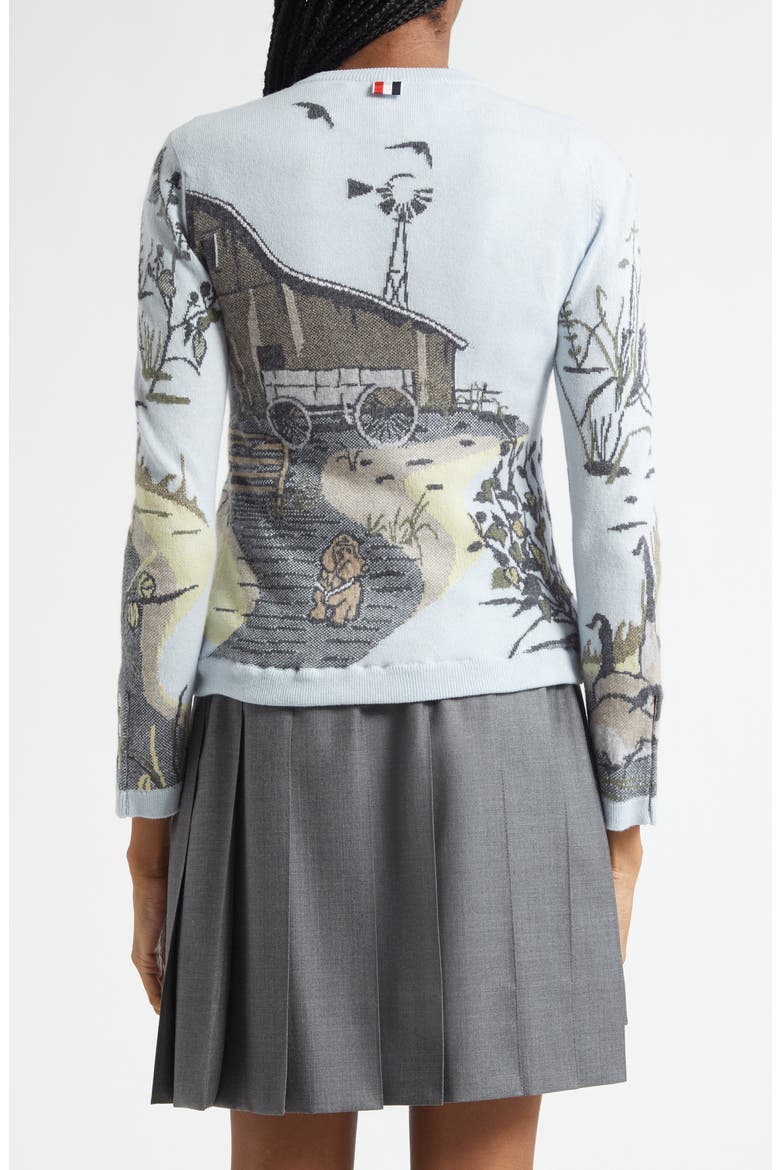 Seasonal Print Cashmere Cardigan, Alternate, color, LIGHT BLU