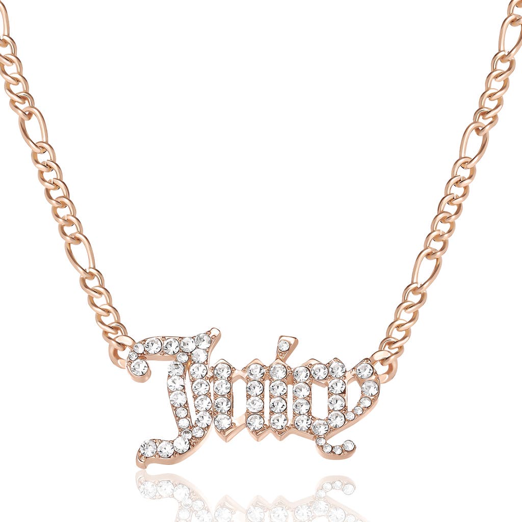 Juicy Couture Crystal Script Logo Chain Necklace in Gold  product