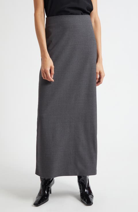 Samos Stretch Wool Grain de Poudre Pencil Skirt