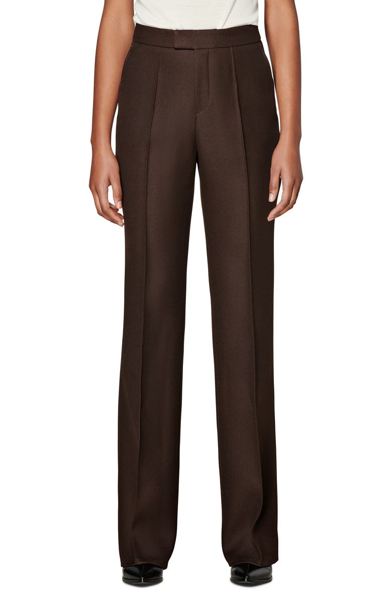 SUISTUDIO Ally Pintuck Seam Wool Trousers, Main, color, 