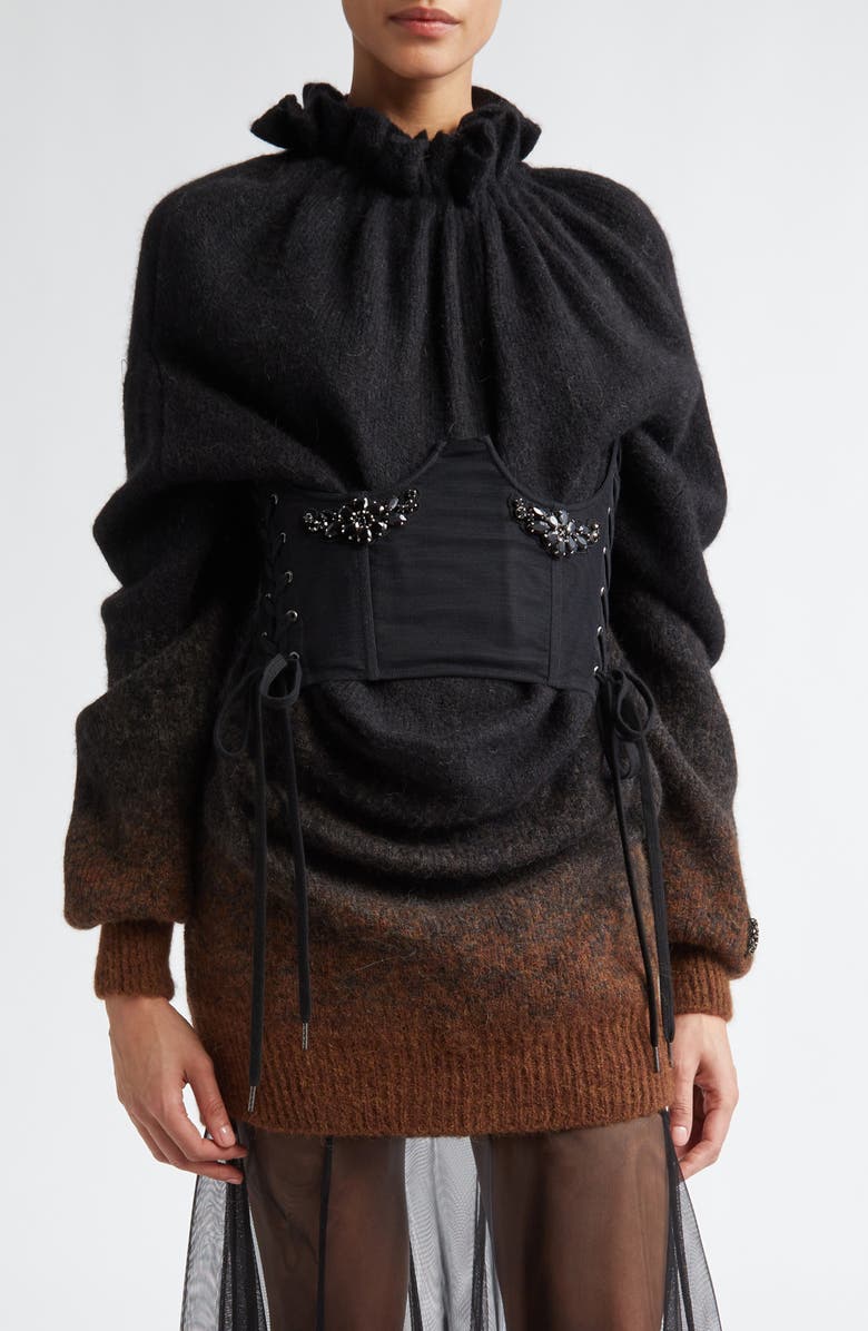 Simone Rocha Embellished Sheer Mesh Corset, Main, color,