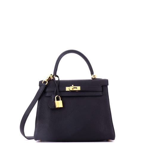 Kelly Handbag Black Togo with Gold Hardware 25