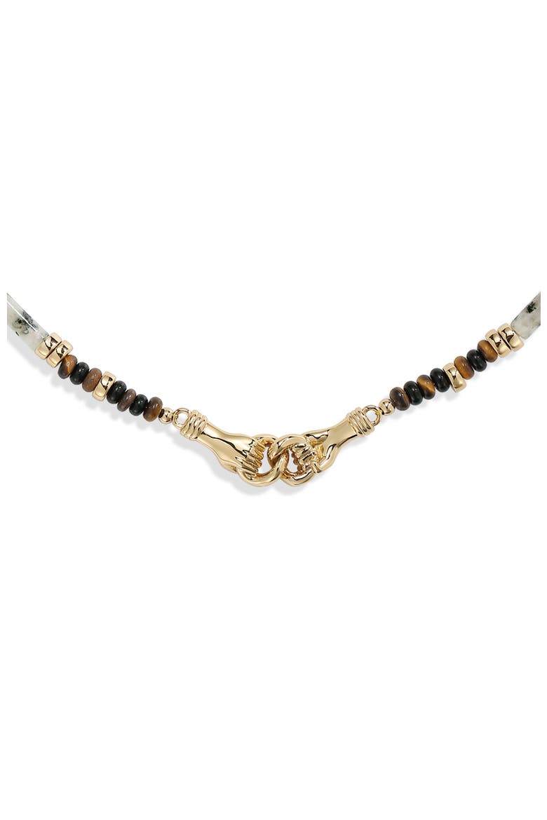 Palms Necklace, Alternate, color, Brown & White & Gold