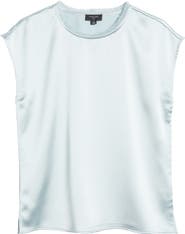 Tahari ASL Fringe Neck Satin Top