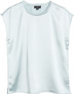 Tahari ASL Fringe Neck Satin Top