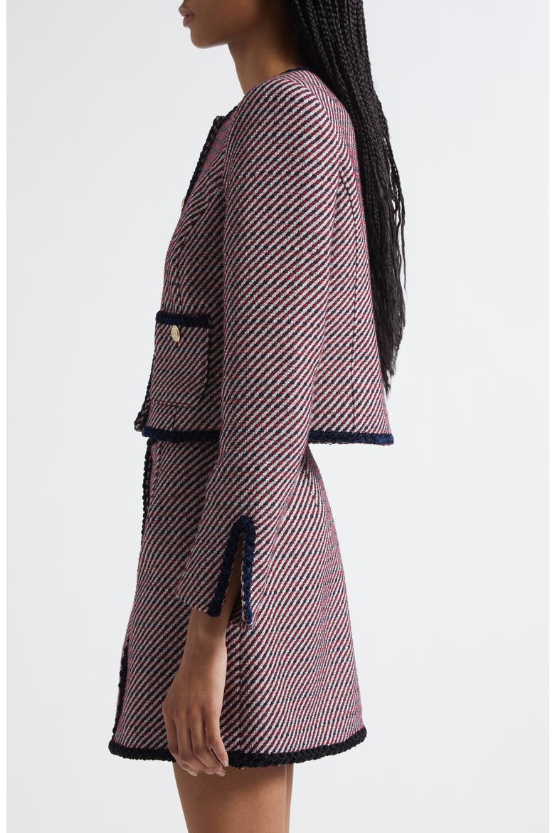 Noemie Zanda Bouclé Randi Jacket, Alternate, color, DARK MULBERRY/ NAVY