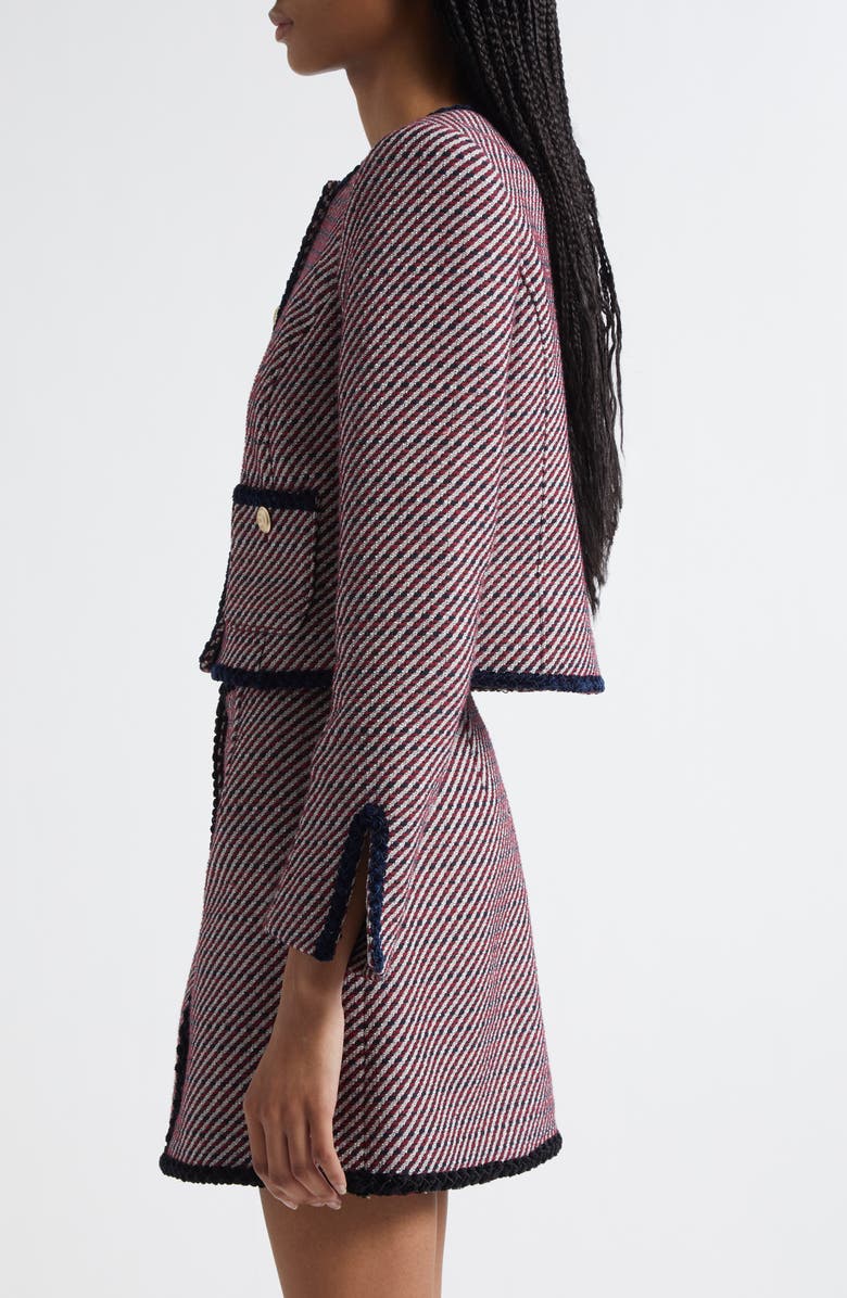 Cinq à Sept Noemie Zanda Bouclé Randi Jacket, Alternate, color, Dark Mulberry/ Navy